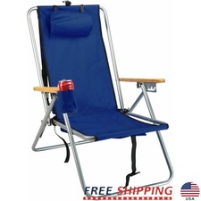 Lightweight Reclining Beach Backpack Chair W/ Storage Pouch Outdoor Use