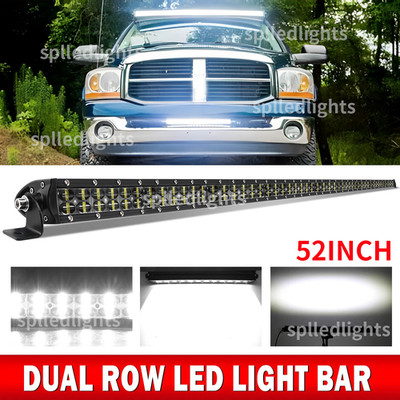 Fit Dodge RAM 1500/2500/3500 Truck Roof Mount 52'' LED Light Bar Dual Row 6D 900W