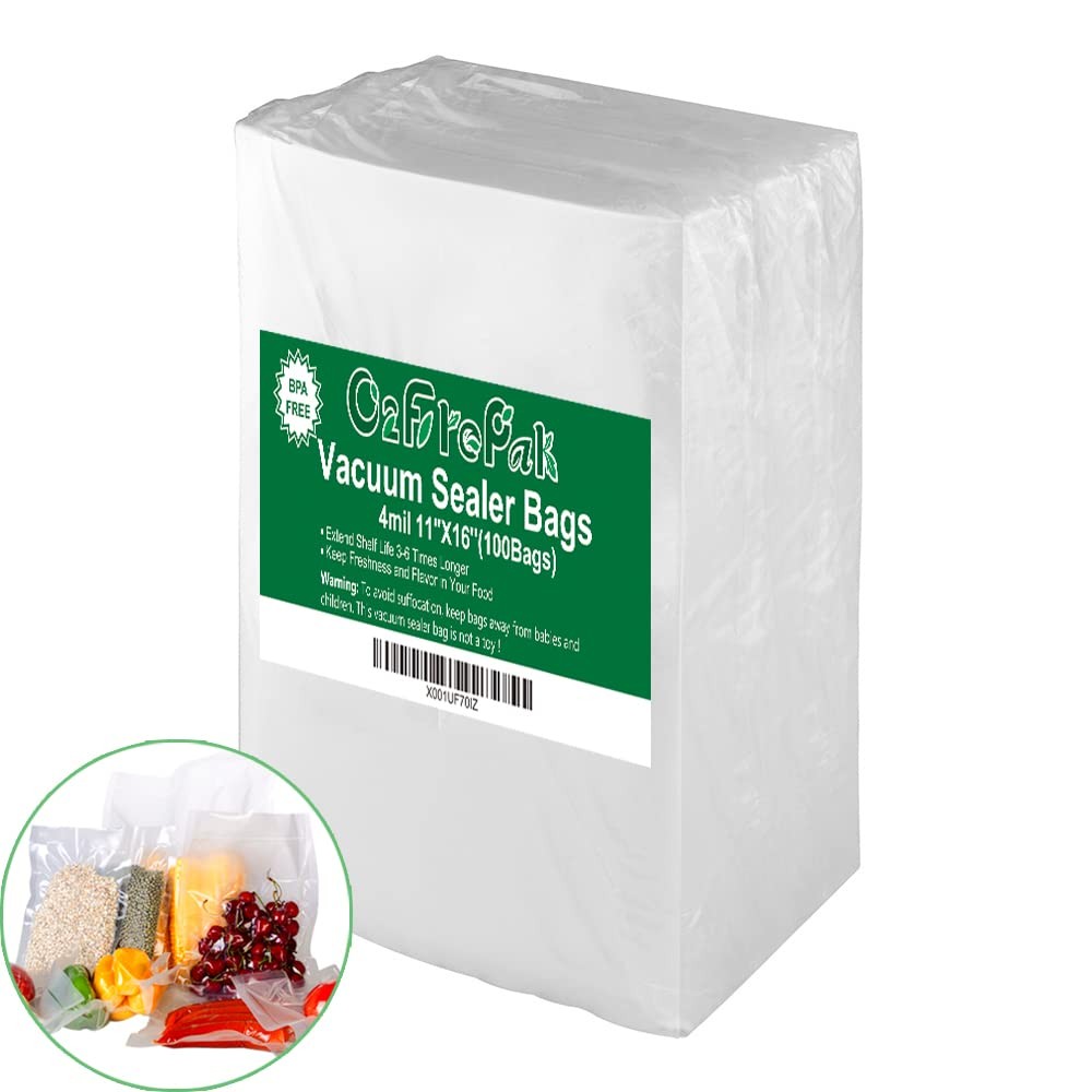 100-Gallon 11x16in 4mil BPA-Free Vacuum Sealer Bags with Puncture Resistance