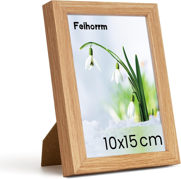 Feihorrm Bilderrahmen, 10X15 Cm Fotorahmen Aus Eiche, Mit GehäRtetem Glas, Fotor-image