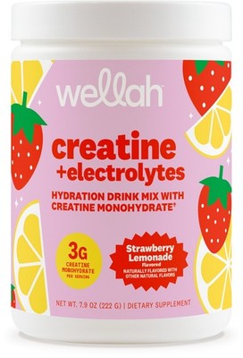 Wellah Creatine + Electrolytes Powder (Strawberry Lemonade) 30 Servings