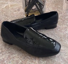 Donald J. Pliner Halia Women's Black Patent Leather Flat Loafers Sz 9M EUC, 168