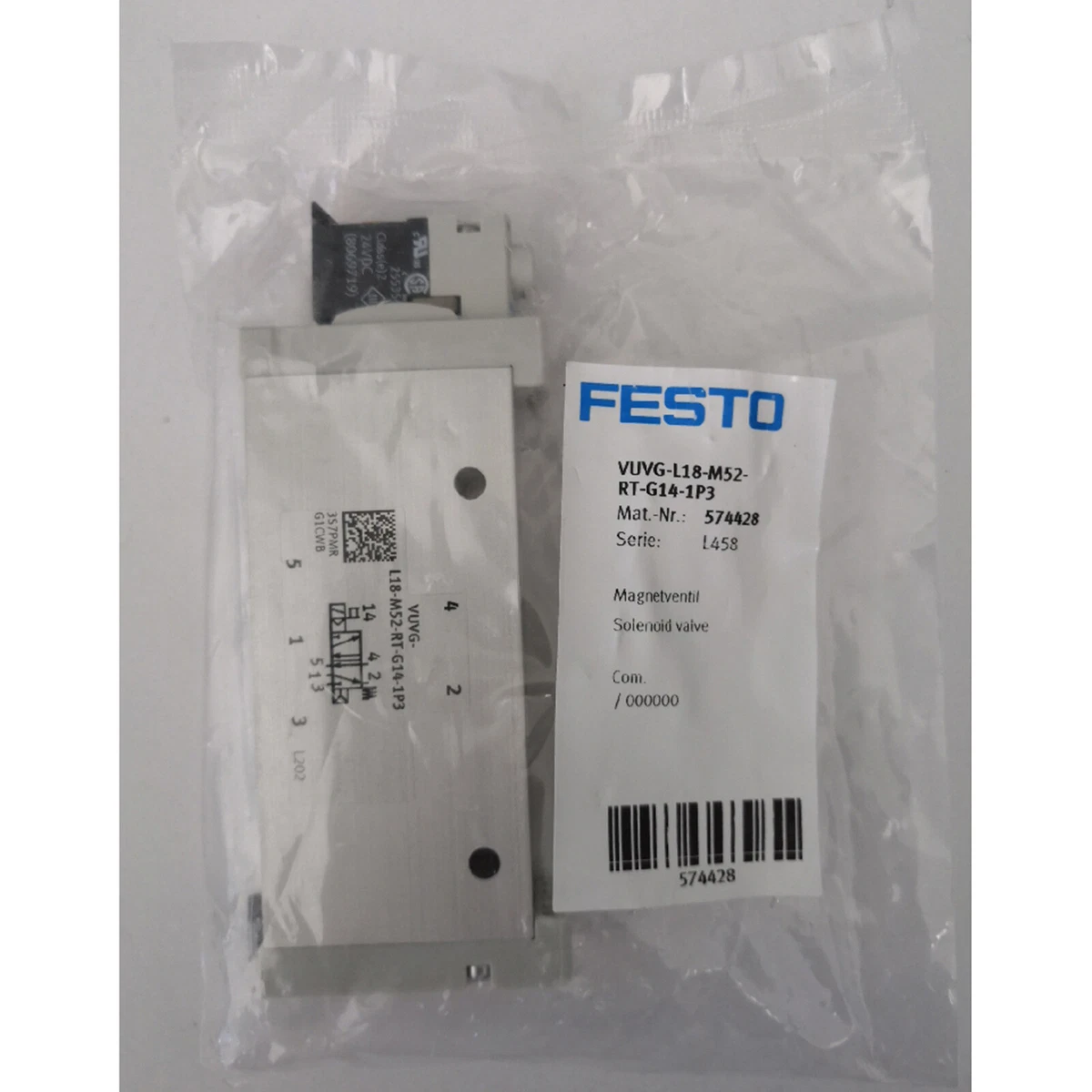 Festo VUVG-L18-M52-RT-G14-1P3 574428 Solenoid Valve New One Free