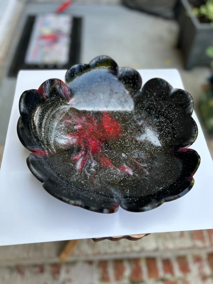 Cuenco de resina epoxi hecho a mano, centro de mesa/tazón/bandeja brillante hecho a mano Foto 4 de 4