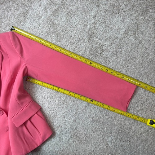 H&M Women Fitted Button Front Faux Pockets Blazer Jacket Sz 8 Salmon Pink - Picture 13 of 14