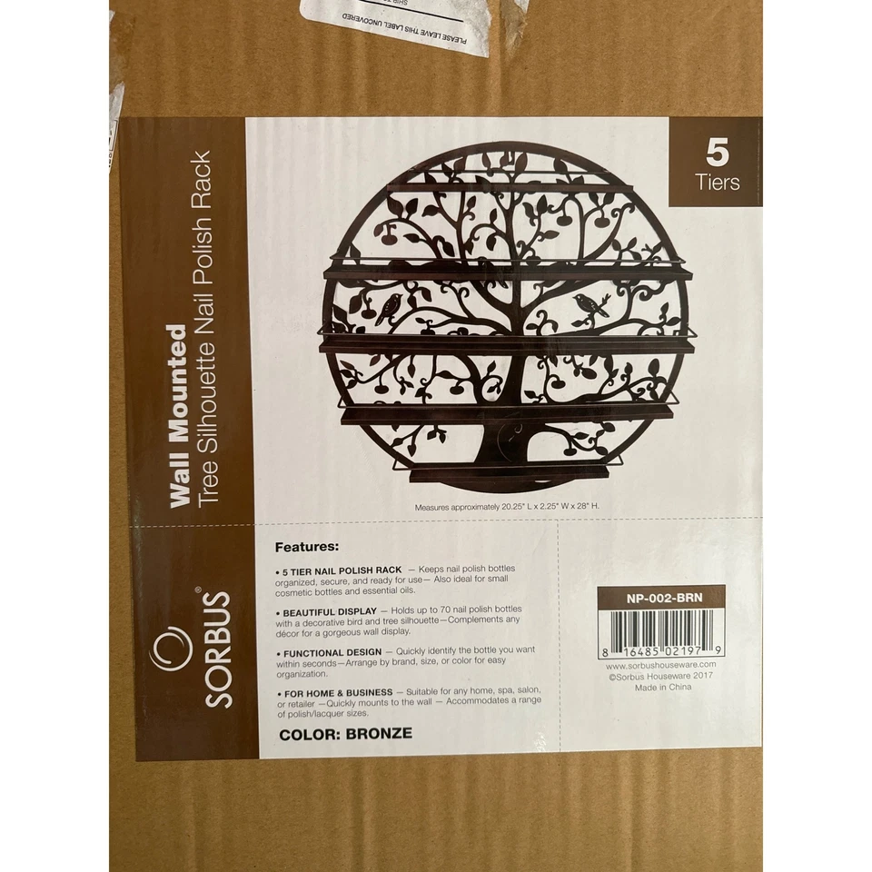 Esmalte de uñas Sorbus montado en la pared árbol silueta aceite esencial estante 5 niveles Organi Foto 2 de 4
