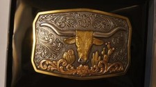 NOCONA SILVER  Gold tone LONGHORN BELT BUCK Belt Buckle 37910