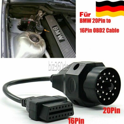 OBD 2 - OBD 1 20 Pin Adapter Stecker Kabel Diagnose für BMW E28 E30 E34 E36 E38