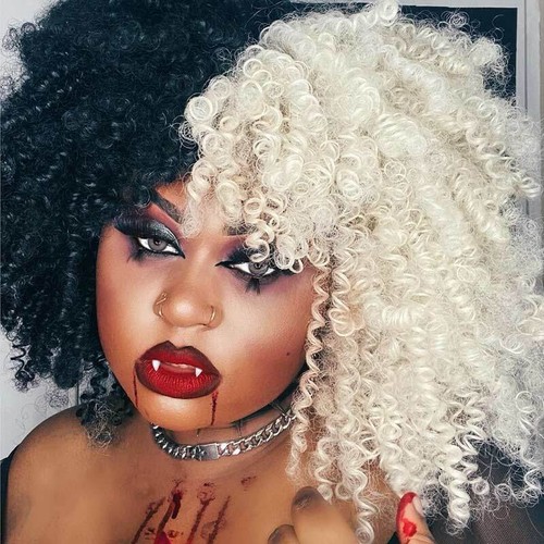 Curly Afro Wig with Bangs Short Kinky Curly Wigs for Black Women Cosplay Daily - Picture 54 of 54