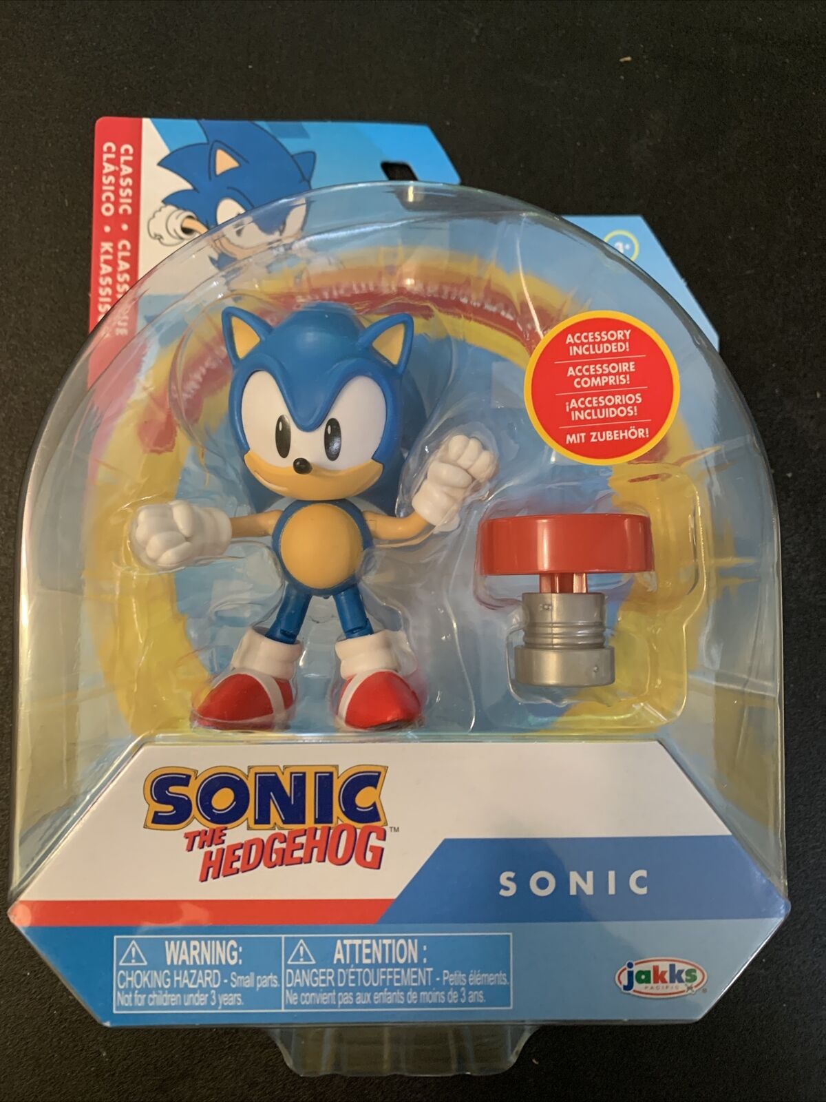  Sonic The Hedgehog 4-Inch Action Figure Classic Sonic with  Spring Collectible Toy : Toys & Games