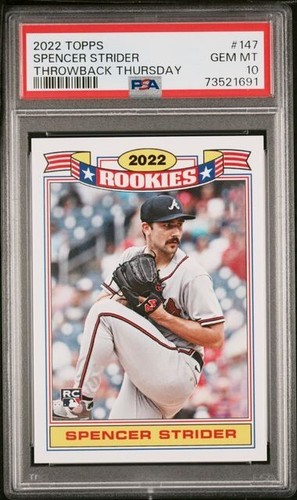 2022 Topps Spencer Strider Throwback Thursday Rookie Baseball Card #147 PSA 10 - Picture 1 of 3
