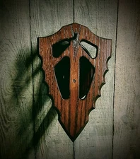 WHITETAIL BUCK DEER ANTLER SHED EUROPEAN SKULL OAK BROADHEAD PLAQUE WALL MOUNT