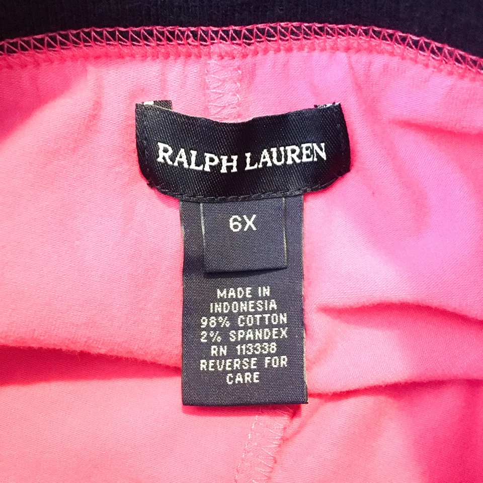 Ralph Lauren Falda Línea A Niña 6X Rosa Tirar de Volantes Cortos Elastizados Tejido Nuevo Foto 4 de 4