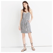 NEW $150 MADEWELL White Sunlight Painted Feather Silk Dress Size 2 SKU1086