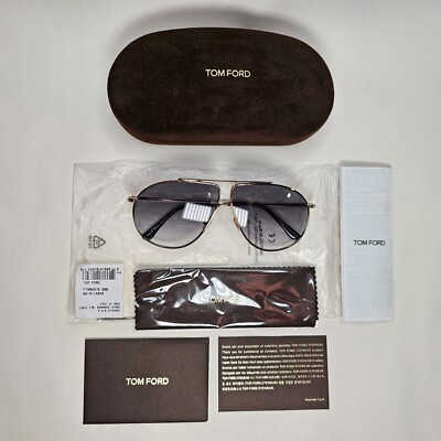 Tom Ford Sunglasses Riley-02 Gold Pilot Grey Gradient Metal FT0825
