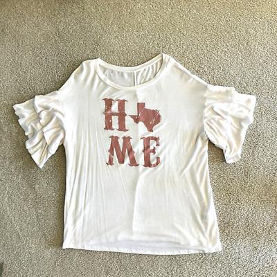 Francesca s Alya SMALL Texas Home Flutter Sleeve Womens Top T-Shirt SUPER CUTE!