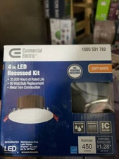 Commercial Electric 4 in White Flush Round Wet Rated LED Recessed  FREE SHIPPING
