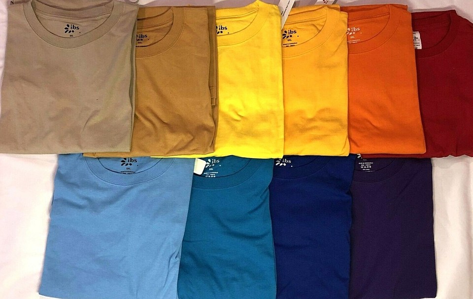 NEW Men's Heavy Cotton Plain Crew Neck Short Sleeves T-Shirt Small To ...