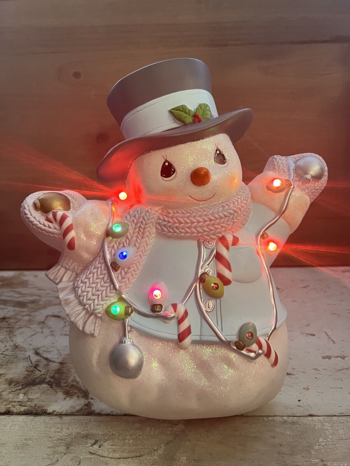 Precious Moments Light Up  Snowman Lights Twinkle Stand Up Or Hang Up 2010. 9x10