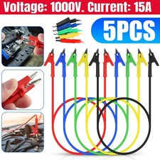 5Pcs 30V 15A Alligator Clips Electrical Test Leads Set Jumper Wires Cables Set