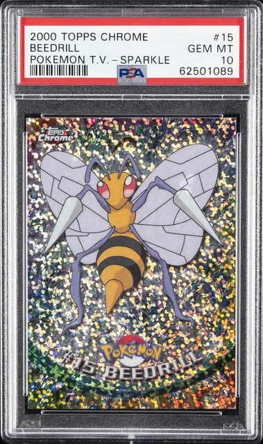 2000 TOPPS CHROME POKEMON T.V. SPARKLE #15 BEEDRILL PSA 10