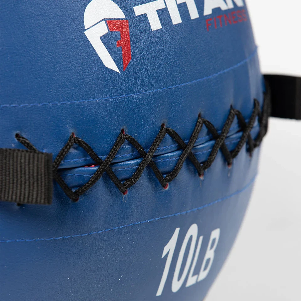 Balón de pared medicinal de cuero suave Titan Fitness 10 lb, bola de peso codificada por colores Foto 4 de 4