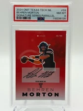 Behren Morton 2024 ONIT Texas Tech Football On Card AUTO Autograph #/130 PSA 8