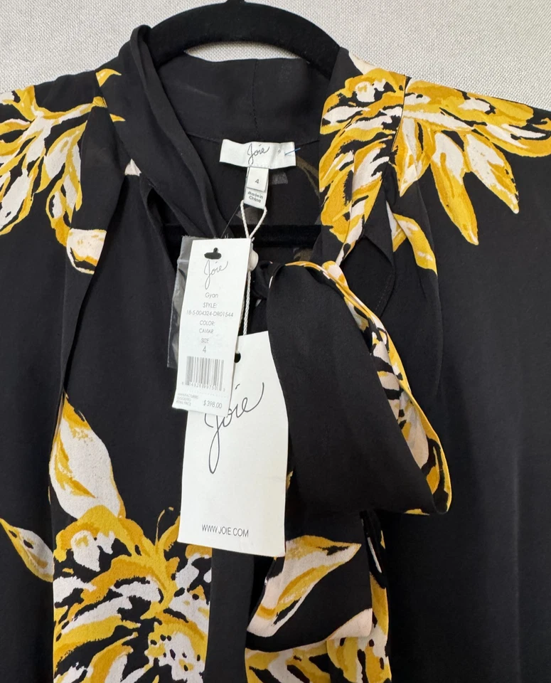 Nuevo Vestido Joie Gyan Talla 4 Mujer Color Cavior Negro Amarillo Corto BOHO $398 NUEVO CON ETIQUETAS Foto 2 de 4