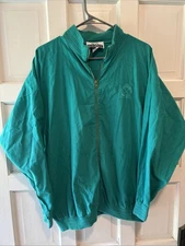 Y2K Vintage 100% Cotton SK Sport Gold Club Turquoise Zipper Jacket