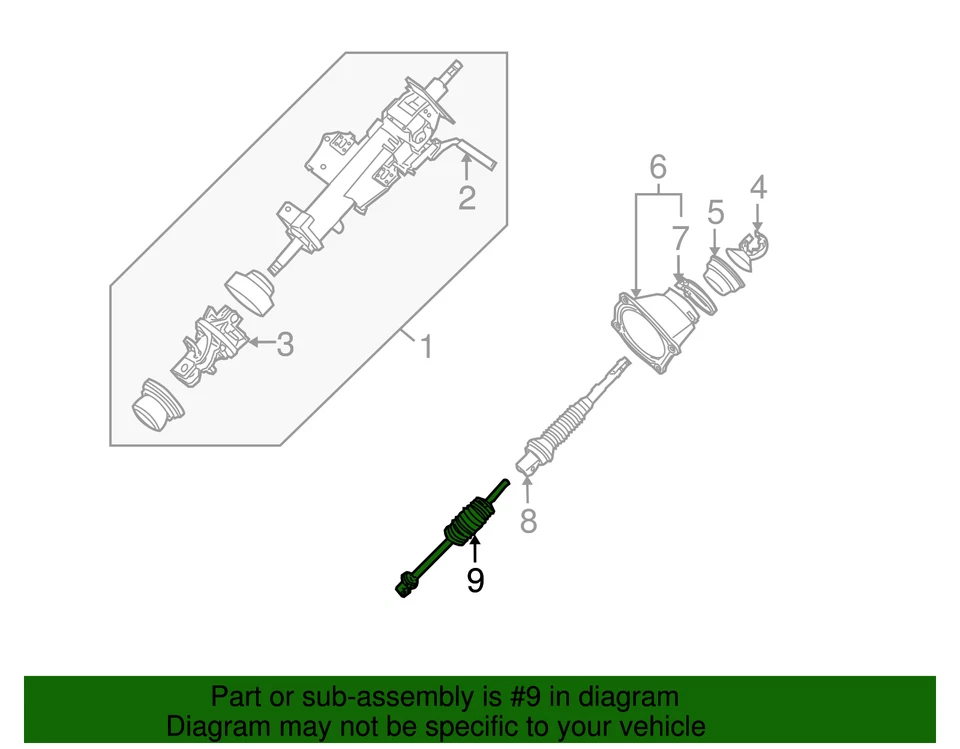 Columna de dirección inferior junta eje intermedio Nissan Titan Armada 48080-7S000 Foto 3 de 3
