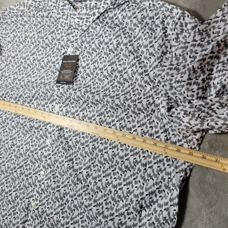 Van Heusen Button Down Dress Shirt Mens 2XL Gray White Stain Shield NWT - Image 4 of 4