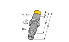4205403 Turck Inductive Proximity Sensor, Proximity, M18 x 1; 20 to 250 VAC/10