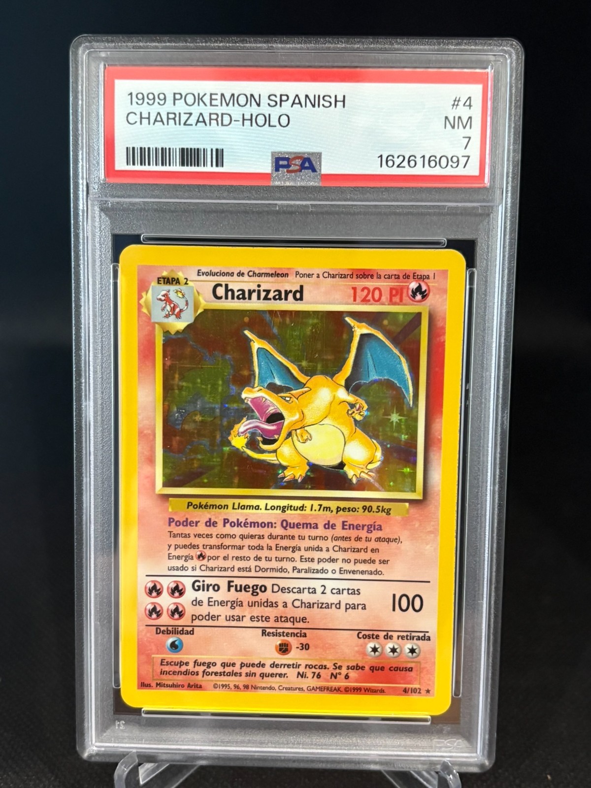 1999 POKEMON SPANISH #4 CHARIZARD-HOLO PSA 7