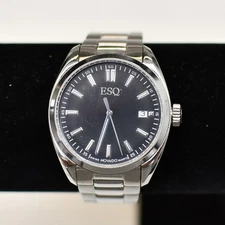 ESQ Watch Black Dial Quartz Stainless Steel 38mm New Battery