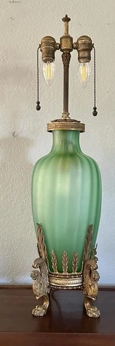 STEUBEN JADE  GREEN TABLE LAMP FREDERICK CARDER 28”
