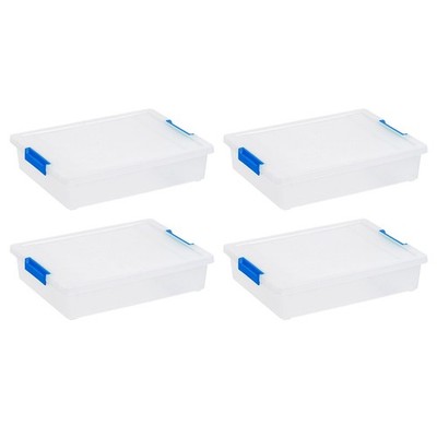 6 Qt. Plastic Storage Bins with Lids, Clear Containers, Latching Totes 4Pk