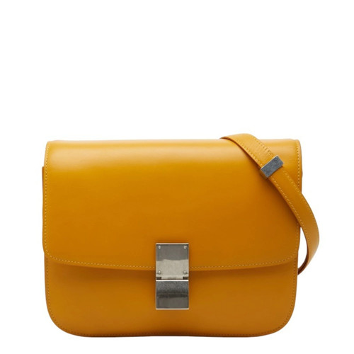 Celine Classic Box Medium Shoulder Bag, Yellow Leather, Women's CELINE GZl1i2ci