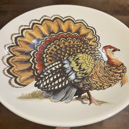 Pottery Barn Watercolor Turkey Lunch Salad Plates 9” Thanksgiving Replacement