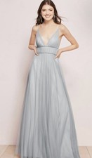 Wtoo by Watters Blue Tulle Sleeveless V-Neck Bridesmaid Dress Size 6 MPN 00744