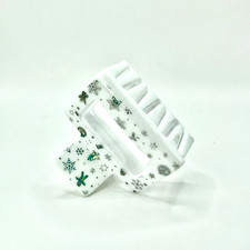 White Christmas Hair Claw Clip Snowflake Print Holiday Winter Gift for Women