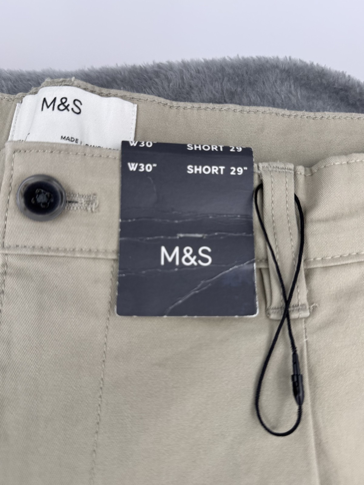 M&S Men’s Chino Trousers W30 L29 Sandstone Stretch Cotton Regular Fit BNWT image 2