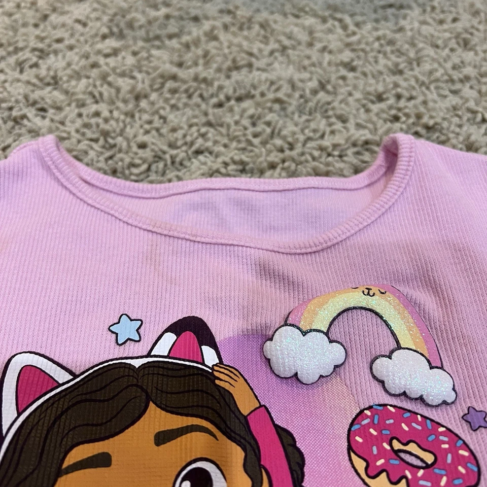 5T Gabby’s Dollhouse Pajama Set Short Sleeve Flare Bottom Pink - Image 4 of 4