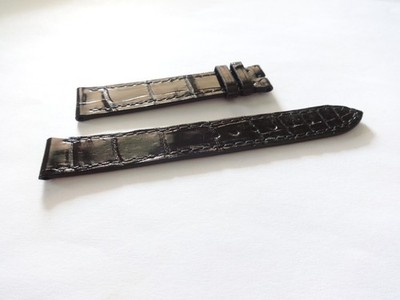 Chopard Vintage OEM Genuine Crocod. strap Black glossy 15mm New