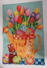 Happy Easter Garden Flag Outside 12x18 Inch Double Sided Yard Flag Bunny Flower