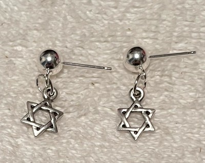 Silverplated Star of David w/Silverplated ball stud earrings New Handmade