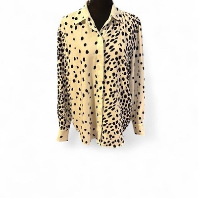 Rachel Zoe leopard print blouse, black and white Size Medium