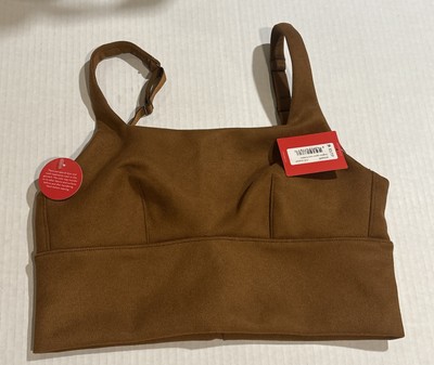 SPANX Longline Square Neck Bralette Rich Carmel Suede Sz XS NEW