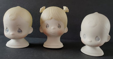 Precious Porcelain Doll Heads Pigtail Girl and 2 Infants Soft Colors 2 Painted