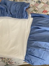 Vintage Crown Crafts Slate Blue Bed Skirt King Size 18” Drop Excellent Condition