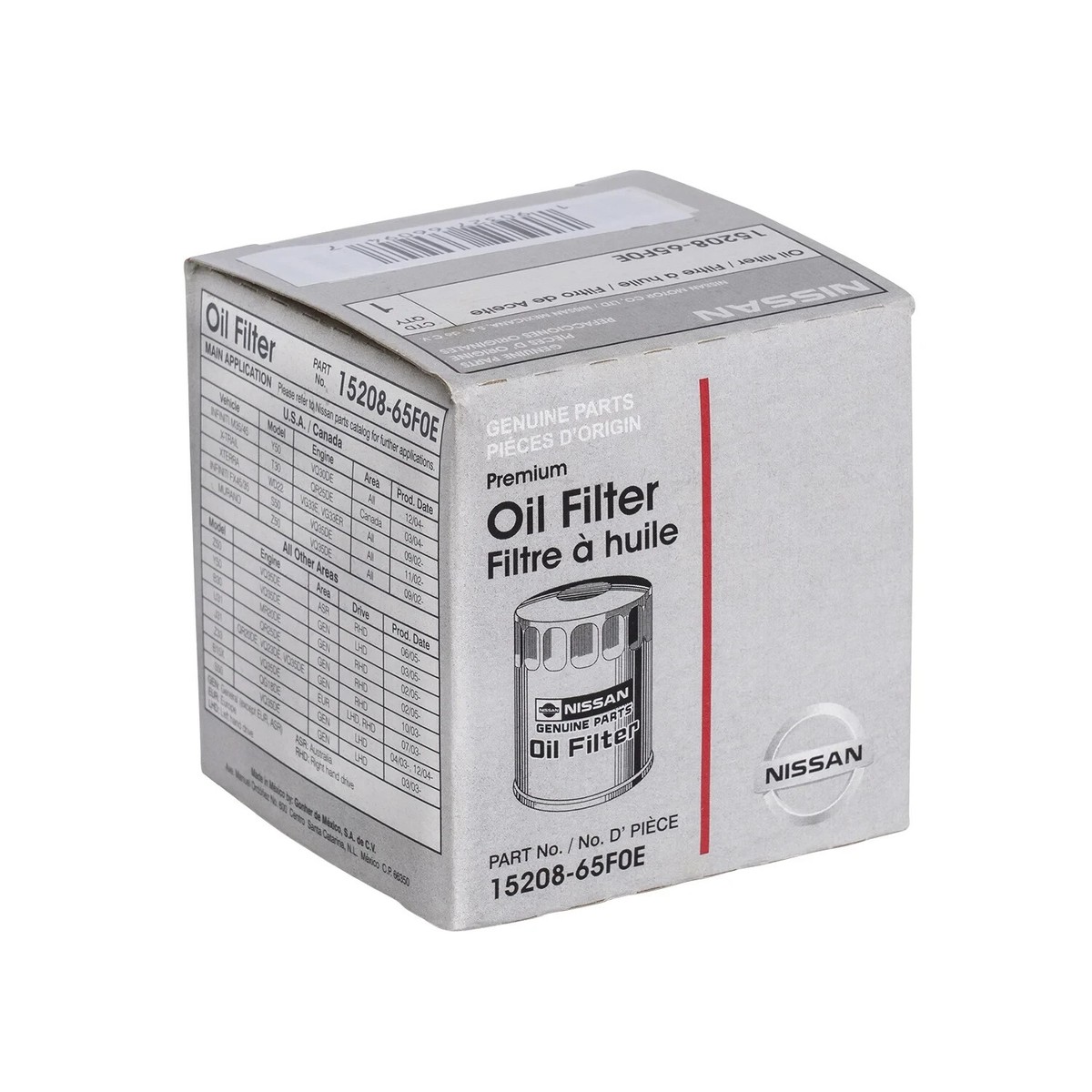 Genuine Oil Filter 15208-65F00 15208-65F0E fits Nissan Altima